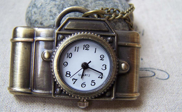 Pocket Watch - 1 PC of Antique Bronze Camera Pocket Watch A5759