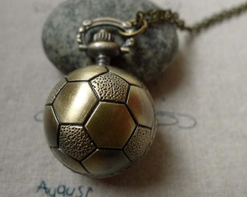 Pocket Watch - 1 PC of Antique Bronze Football Round Pocket Watch A6403