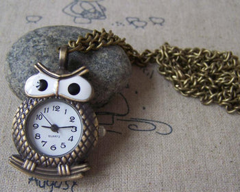 Pocket Watch - 1 PC of Antique Bronze Owl Pocket Watch  A4620