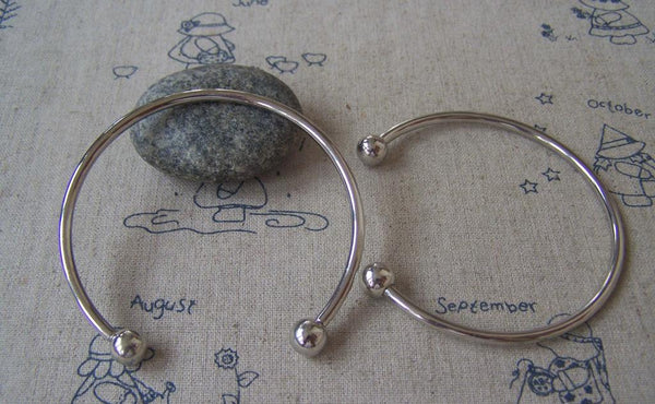 Bracelet - 1 pc Platinum Korean Style Smooth Bangle Bracelet 70mm A4640
