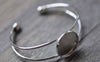 Accessories - 1 Pc Platinum White Gold Tone Brass Bracelet Cuff With Bezel Match 20mm Cameo A7800