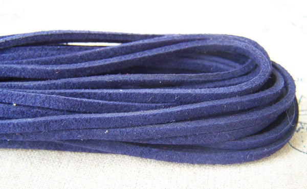 Cord - 10 meters Square Dark Blue Suede Faux Leather Ribbon Cords A709