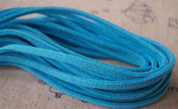 Cord - 10 meters Square Light Blue Faux Leather Ribbon Cords String A2478