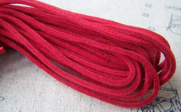 Cord - 10 meters Square Red Faux Leather Ribbon Cords String A1296
