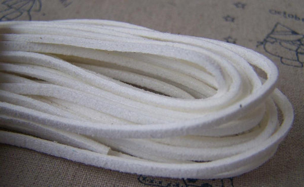 Cord - 10 meters Square White Faux Leather Ribbon Cords String A2479