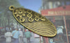 Accessories - 10 Pc Of Antique Bronze Oval Flower Charms Pendants 15x40mm A7811
