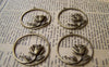 Flowers - 10 pc Antique Bronze Round Cut Out Flower Ring Charms A408
