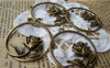 Flowers - 10 pc Antique Bronze Round Cut Out Flower Ring Charms A408