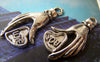 Accessories - 10 Pcs (5 Pairs) Of Antique Silver Heart Hand Charms Pendants 15x30mm A1174