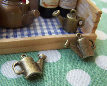 People, Profession & Hobby - 10 pcs Antique Bronze 3D Watering Pot Charms 13x16mm A3273