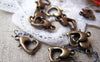 Clasps - 10 pcs Antique Bronze Brass Dolphin Heart Lobster Clasps A2767