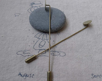 Accessories - 10 Pcs Antique Bronze Brass Stick Pin Clutch  10x79mm With 10mm Pad A7552