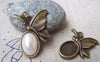 Accessories - 10 Pcs Antique Bronze Butterfly Oval Cameo Base Settings Match 10x14mm Cabochon A3177