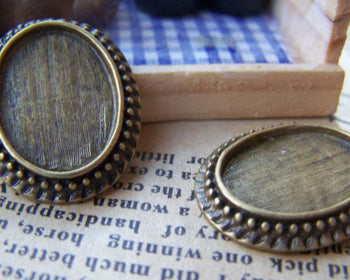 Accessories - 10 Pcs Antique Bronze Cameo Base Settings Match 13x18mm Cabochon A3222