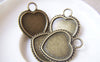 Accessories - 10 Pcs Antique Bronze Coiled Edge Heart Base Settings Pendants Match 17x18mm Cabochon A4695