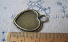 Accessories - 10 Pcs Antique Bronze Coiled Edge Heart Base Settings Pendants Match 17x18mm Cabochon A4695
