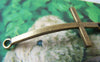 Accessories - 10 Pcs Antique Bronze Curved Sideways Cross Bracelet Connectors Charms 21x52mm A4331