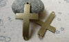 Accessories - 10 Pcs Antique Bronze Curved Sideways Cross Bracelet Connectors Charms 23x42mm A6200