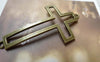 Accessories - 10 Pcs Antique Bronze Filigree Curved Sideways Cross Bracelet Connectors Charms 27x53mm A6205
