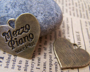 Accessories - 10 Pcs Antique Bronze Heart Charms 21x23mm A559