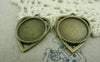 Accessories - 10 Pcs Antique Bronze Heart Shaped Round Cameo Base Settings Match 18mm Cabochon A5876
