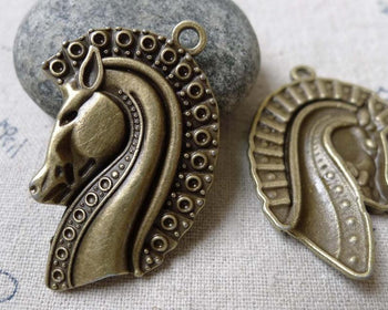 Accessories - 10 Pcs Antique Bronze Horse Head Pendants Charms 25x40mm A6726