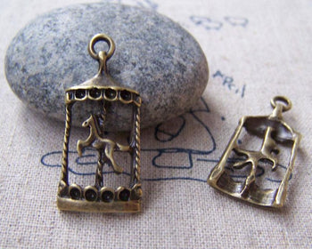 Accessories - 10 Pcs Antique Bronze Merry Go Round Carousel Charms 14x32mm A3429