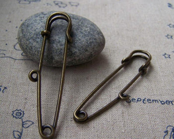 Accessories - 10 Pcs Antique Bronze One Loop Kilt Pin Safety Pins Broochs 10x58mm A3875
