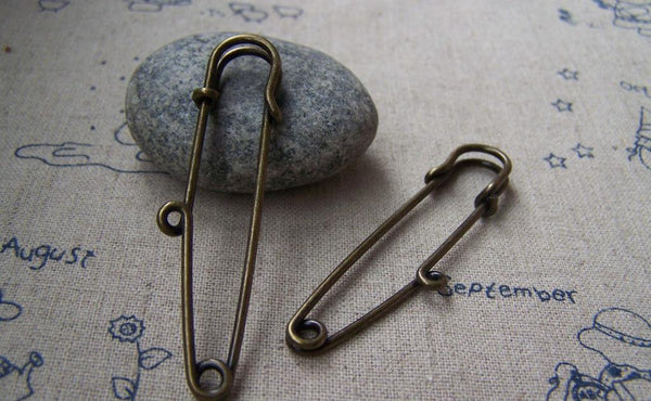 Accessories - 10 Pcs Antique Bronze One Loop Kilt Pin Safety Pins Broochs 10x58mm A3875