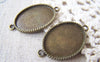 Accessories - 10 Pcs Antique Bronze Oval Base Bezel Pendant Connectors Match 18x25mm Cameo A3580