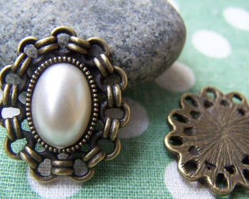 Accessories - 10 Pcs Antique Bronze Oval Cameo Cabochon Base Settings Match 10x14mm Cabochon A2735