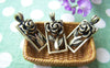 Accessories - 10 Pcs Antique Bronze Rectangular Rose Flower Pendants Charms  12x26mm A533