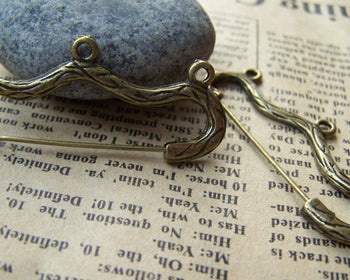 Brooches - 10 pcs Antique Bronze 3 Loops Bow Safety Pins Broochs A1764