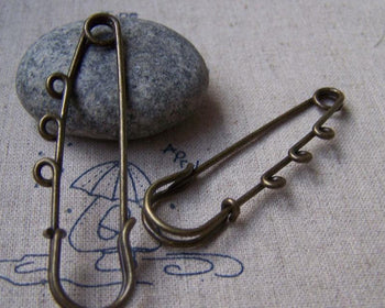 Accessories - 10 Pcs Antique Bronze Three Loops Kilt Pin Safety Pins Broochs 16x64mm A2840