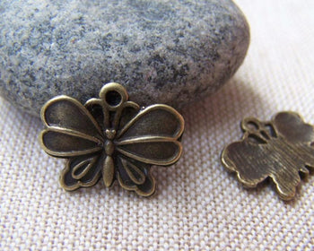 Accessories - 10 Pcs Antique Bronze Tiny Butterfly Charms 14x18mm A751