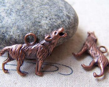 Accessories - 10 Pcs Antique Copper Wolf Howling Charms Pendants  20x26mm A5664
