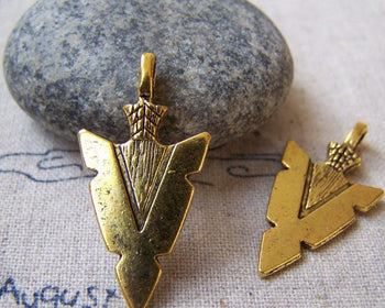 Accessories - 10 Pcs Antique Gold Triangle Arrow Symbol Charms 16x31mm A5681