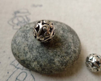 Accessories - 10 Pcs Antique Silver 3D Filigree Flower Ball Beads 10mm A6388