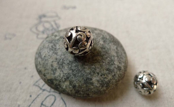 Accessories - 10 Pcs Antique Silver 3D Filigree Flower Ball Beads 10mm A6388