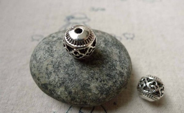 Accessories - 10 Pcs Antique Silver 3D Filigree Flower Ball Beads 10mm A6442
