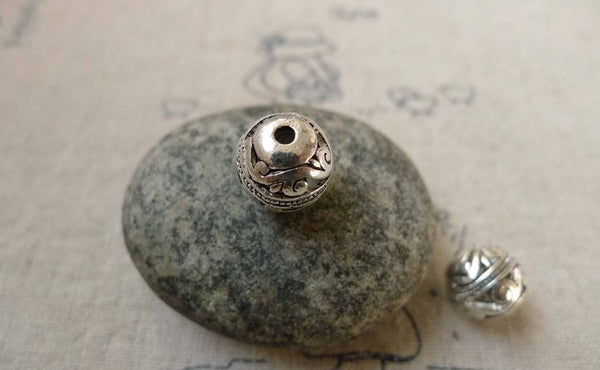 Accessories - 10 Pcs Antique Silver 3D Filigree Flower Ball Beads 10mm A6446