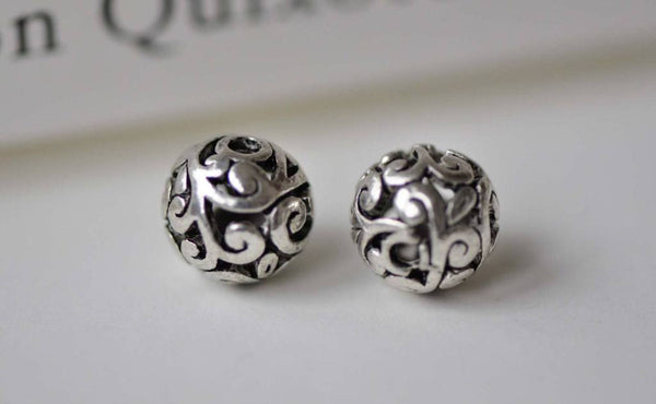 Accessories - 10 Pcs Antique Silver 3D Filigree Flower Ball Beads 8mm A6400