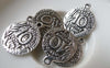 Accessories - 10 Pcs Antique Silver Coin Round Charms Double Sided 19mm A7242