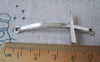 Accessories - 10 Pcs Antique Silver Curved Sideways Cross Bracelet Connectors Charms 21x52mm A4562