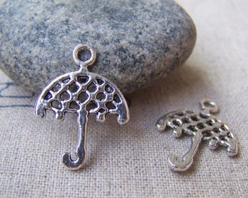 Accessories - 10 Pcs Antique Silver Filigree Umbrella Charms16x22mm A887