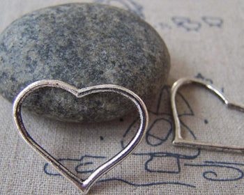 Accessories - 10 Pcs Antique Silver Heart Frame Charms 22x28mm A2724