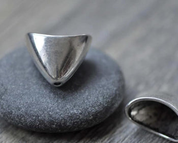 Accessories - 10 Pcs Antique Silver Ingot Spacer Bead Caps 12x16x20mm A7756