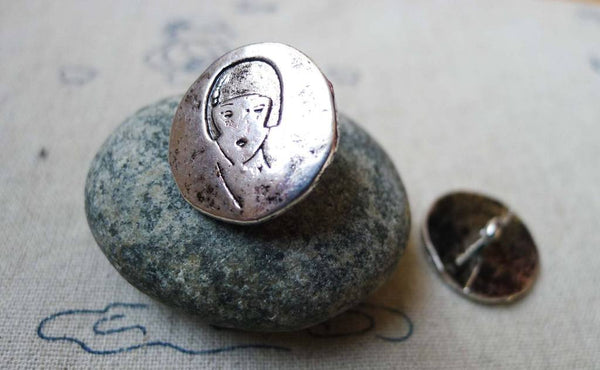 Accessories - 10 Pcs Antique Silver Japanese Girl Metal Buttons Charms 20mm A5477
