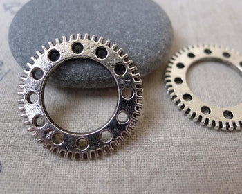 Accessories - 10 Pcs Antique Silver Mechanical Watch Movement Gear Charm 25mm A7334