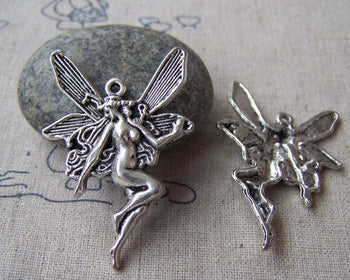 Accessories - 10 Pcs Antique Silver Naked Fairy Charms Size 29x43mm  A1966